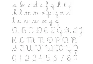 Exemplo de letra cursiva facilitada. Imagem: blog Educar para a Vida