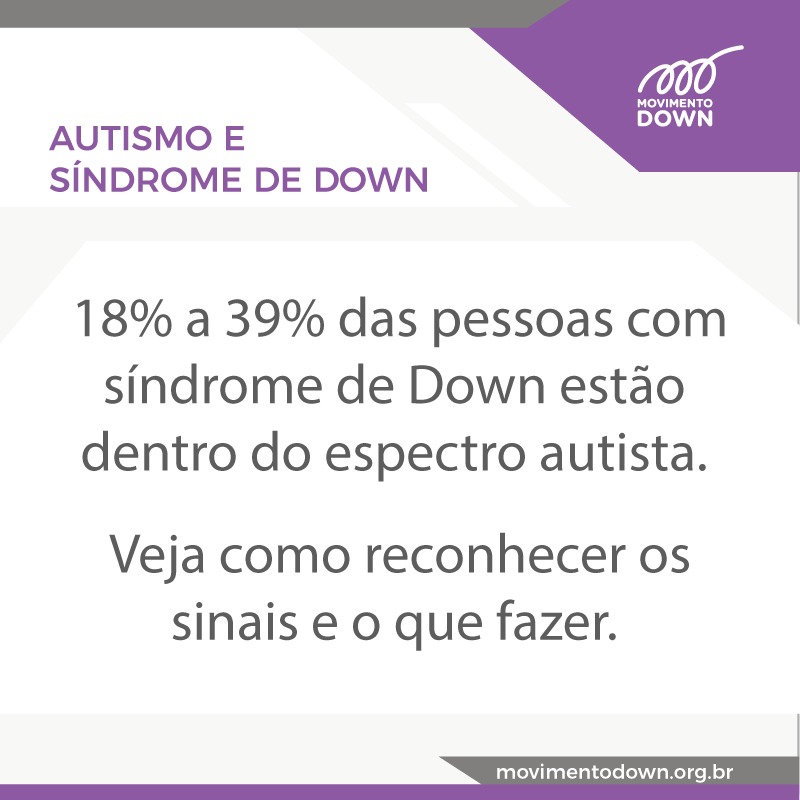 autismo e síndrome de down. 18% a 39% das pessoas com síndrome de Down estão dentro do espectro autista. Veja como conhecer os sinais e o que fazer.